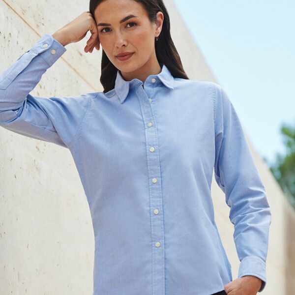 Henbury Ladies Long Sleeve Classic Oxford Shirt Thumbnail